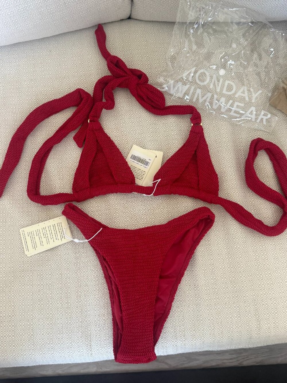 Monday Swimwear NWT Morocco Top - Chili Pepper Crinkle and Byron Bottom - Chili